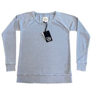 CHASOR Women's Coin (Light Blue) Ribbed Raglan Sleeve Sweatshirt Pullover Size M